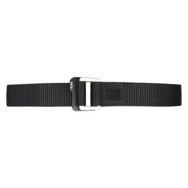 Black Ribbed Weave Nylon Webbing (Belt), Aluminum Anodized (Buckle) Double Buckle, L