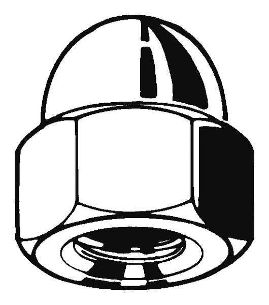 High Crown Cap Nut, M12-1.75, Steel, Zinc Plated, 22 mm H, 50 PK