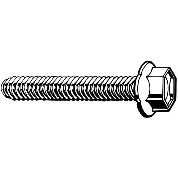 Thread Cutting Screw, M6 x 10 mm, Zinc Plated Steel Hex Head External Hex Drive, 100 PK
