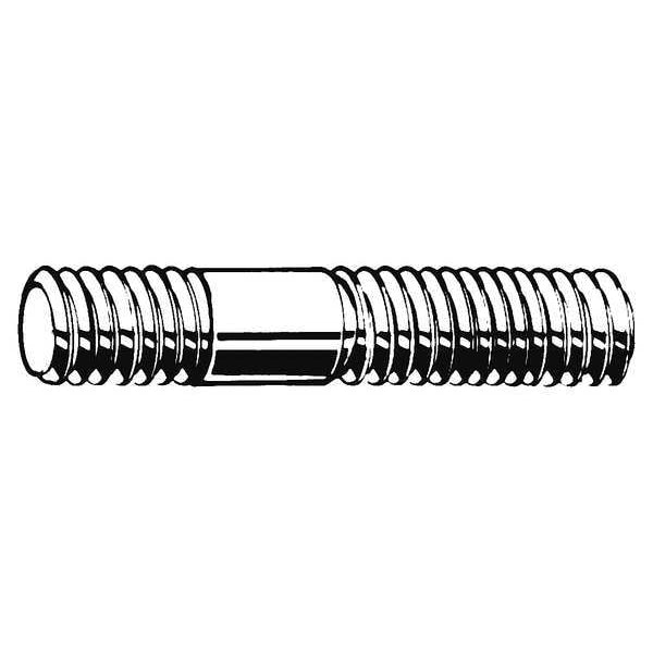 Double-End Threaded Stud, M10-1.5mm Thread to M10-1.5mm Thread, 67 mm, Steel, Plain, 100 PK