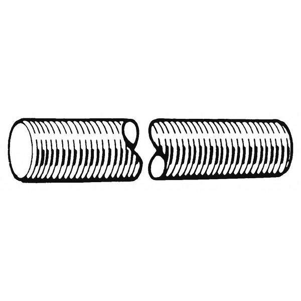 Fully Threaded Rod, M16-2mm, 3 m, Steel, Class 4.8, Zinc Plated Finish