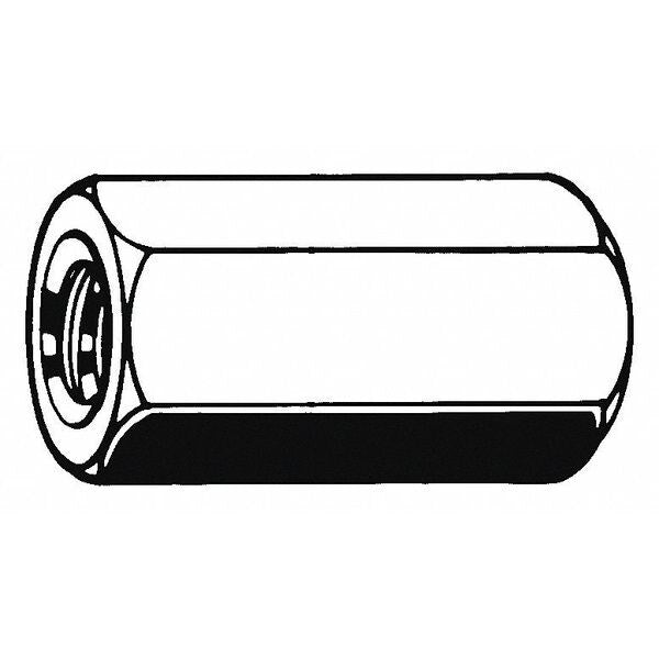 Coupling Nut, M12-1.75, 18-8 Stainless Steel, Not Graded, Zinc Plated, 36 mm Lg, 19 mm Hex Wd