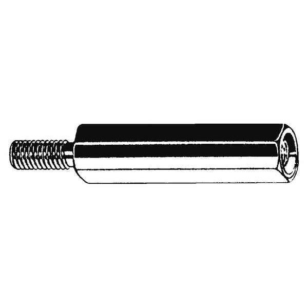 Hex Standoff, M4-0.7 Thrd Sz, 48 mm L, 8.0 mm Thrd L Steel Zinc Plated, 7.0 mm Hex W, 100 PK