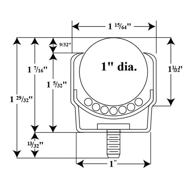 Ball Transfer, Threaded, 1In Ball Dia