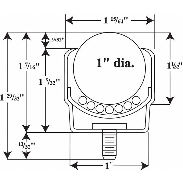 Ball Transfer, Threaded, 1In Ball Dia