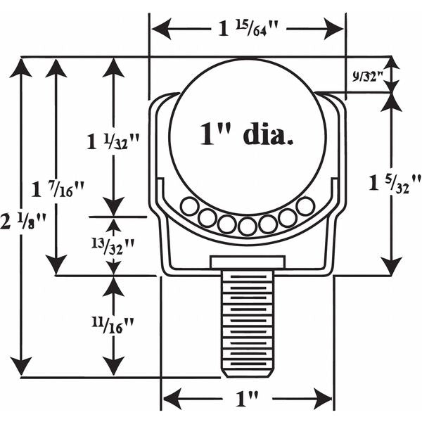 Ball Transfer, Threaded, 1In Ball Dia