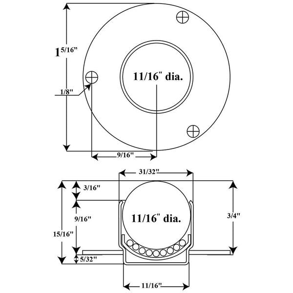 Ball Transfer, Cntrsunk, 11/16In Ball Dia
