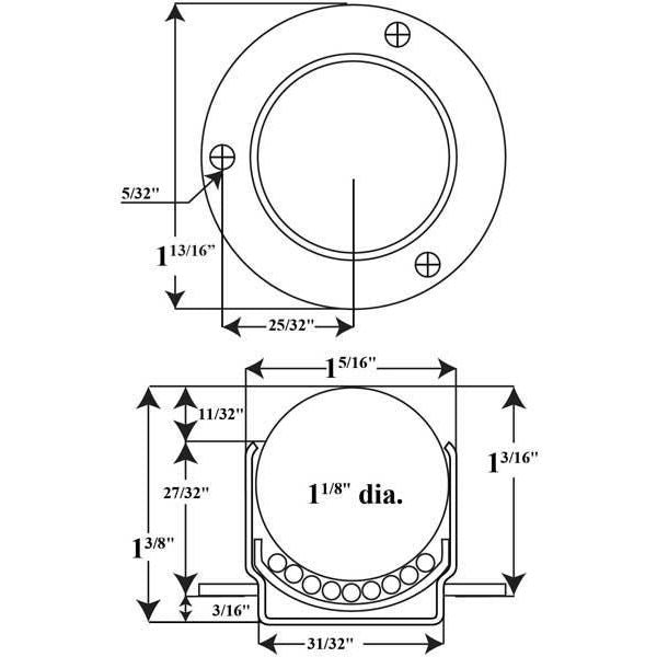 Ball Transfer, Cntrsunk, 1-1/8In Ball Dia