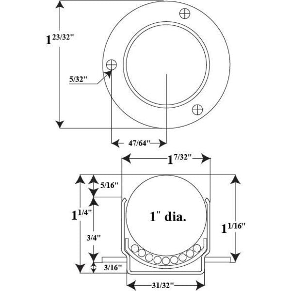 Ball Transfer, Cntrsunk, 1In Ball Dia