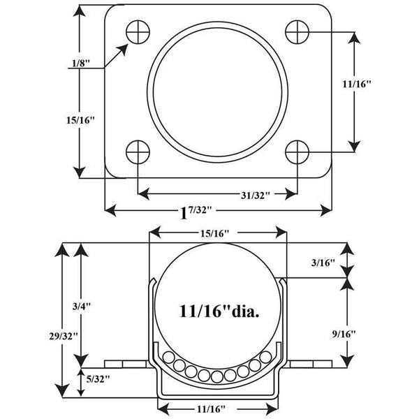 Ball Transfer, Cntrsunk, 11/16In Ball Dia