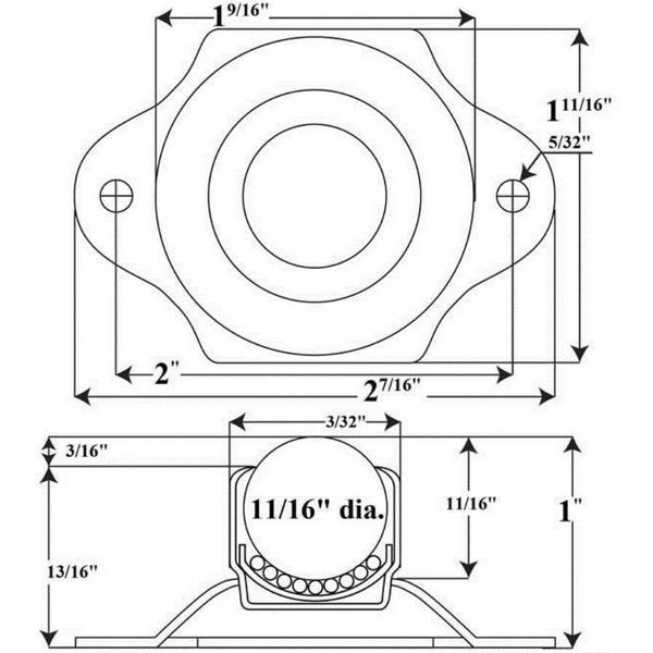 Ball Transfer, Flange, 5/8In Ball Dia