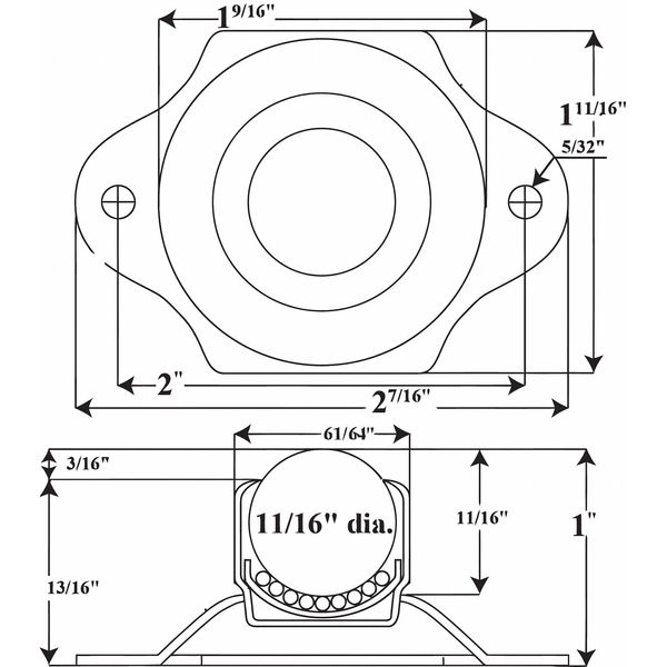 Ball Transfer, Flange, 5/8In Ball Dia