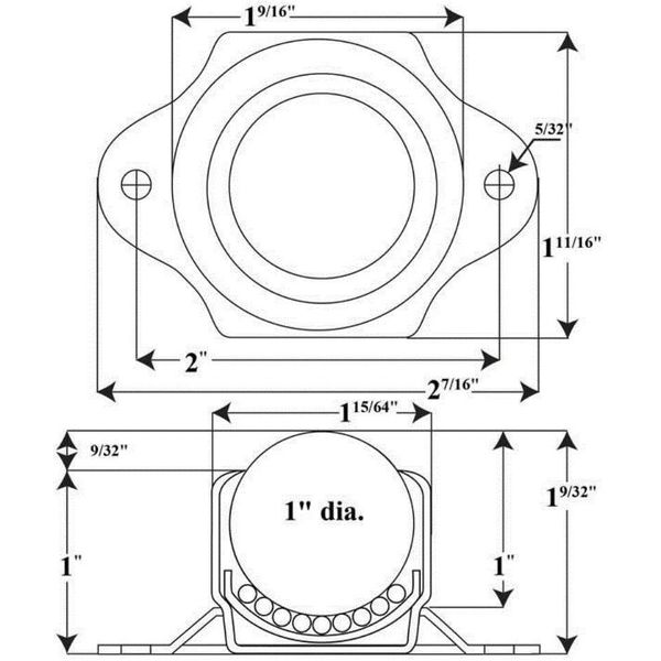 Ball Transfer, Flange, 1In Ball Dia