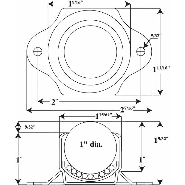 Ball Transfer, Flange, 1In Ball Dia