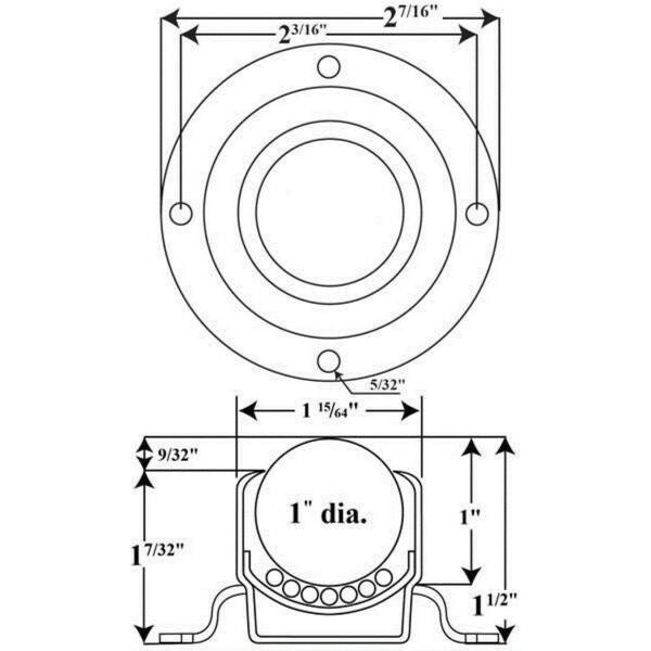 Ball Transfer, Flange, 1In Ball Dia