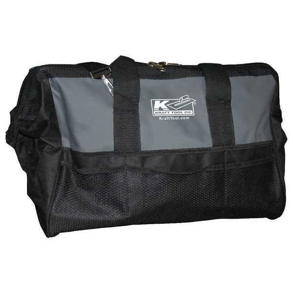 Tool Bag, Nylon, 12 Pockets, Black/Gray, 13-1/2