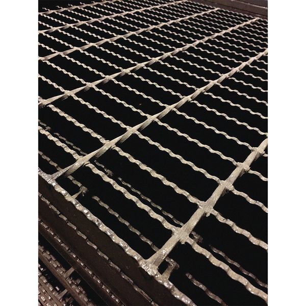 Bar Grating, Serrated, 120 in L, 36 in W, 1.5 in H, Black Painted Steel Finish