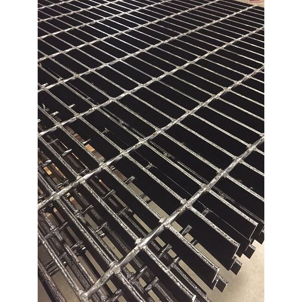 Bar Grating, Smooth, 72 in L, 36 in W, 1.75 in H, Black Painted Steel Finish