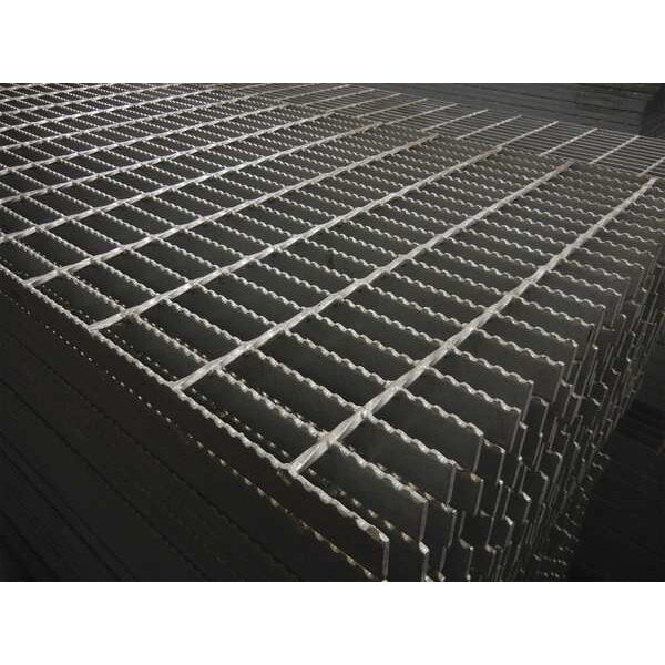 Bar Grating, Serrated, 144 in L, 36 in W, 1.0 in H, Galvanized Steel Finish