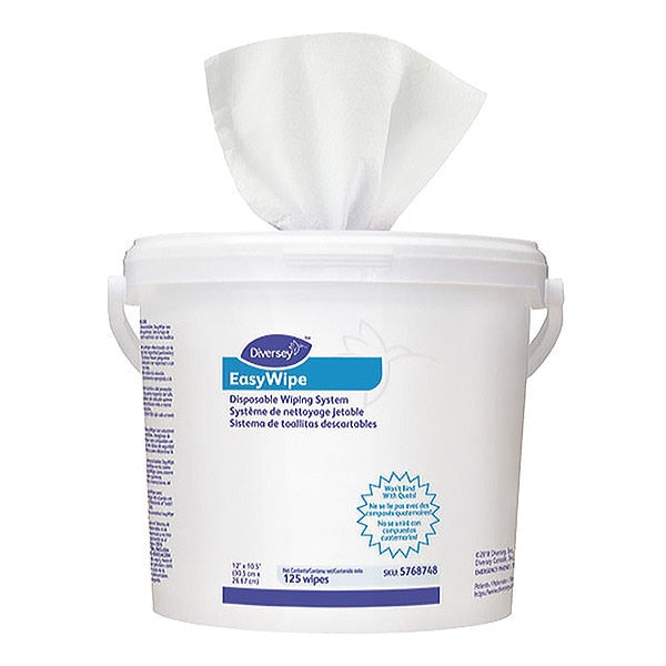 Dry Wipe Roll, White, Bucket, Polypropylene, 120 Wipes, 10-1/2 in x 12 in