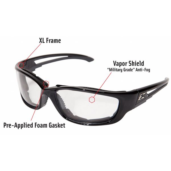 Safety Glasses, Wraparound Clear Polycarbonate Lens, Anti-Fog, Scratch-Resistant