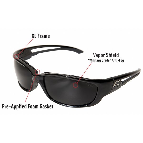 Safety Glasses, Wraparound Smoke Polycarbonate Lens, Anti-Fog, Scratch-Resistant