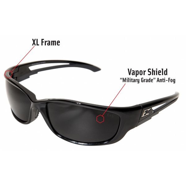 Safety Glasses, Wraparound Smoke Polycarbonate Lens, Anti-Fog, Scratch-Resistant