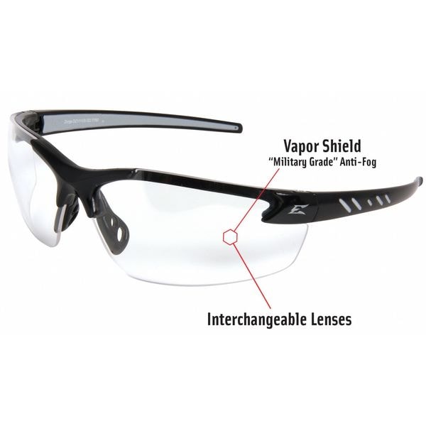 Safety Glasses, Wraparound Clear Polycarbonate Lens, Anti-Fog, Scratch-Resistant