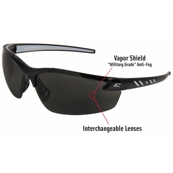 Safety Glasses, Wraparound Smoke Polycarbonate Lens, Anti-Fog, Scratch-Resistant