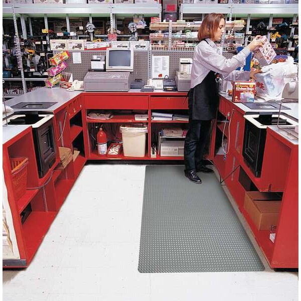 Antifatigue Mat, Black, 3 ft. L x 2 ft. W, Vinyl Surface With Dense Closed PVC Foam Base, 3/4