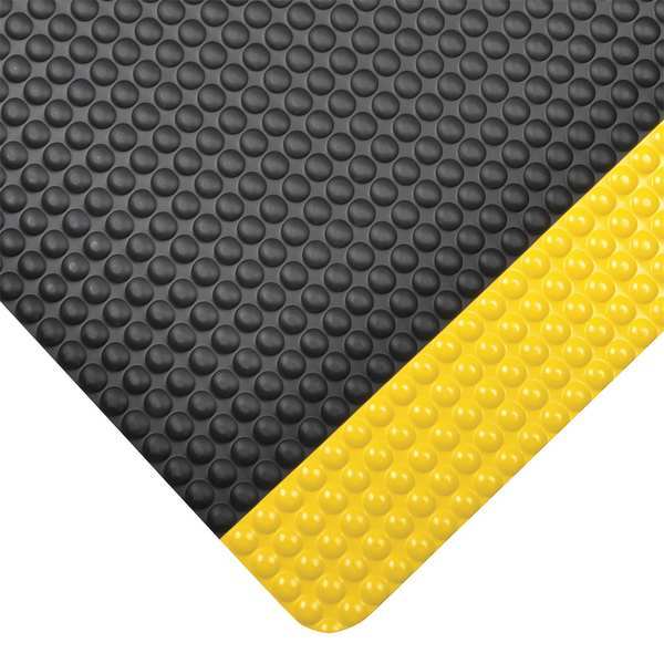 Antifatigue Mat, Black/Yellow, 5 ft. L x 3 ft. W, Vinyl, Bubble Surface Pattern, 3/4