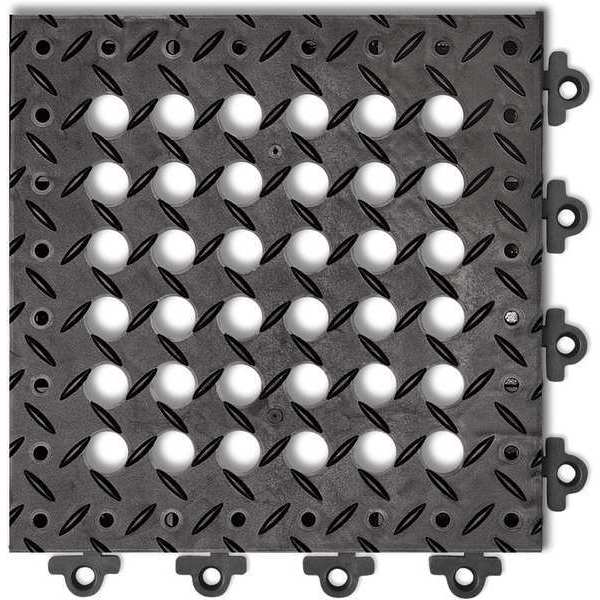 Interlocking Drainage Mat Tile, 12 In W x 12 In L, 1 In Thick