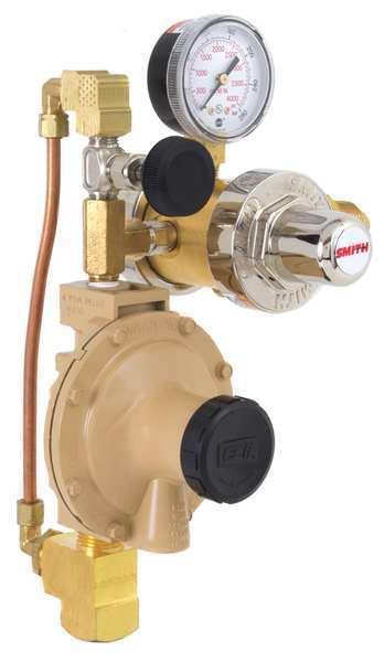 Gas Regulator, Three Stage, CGA-580, 0.40 to 0.60 psi, Use With: Nitrogen