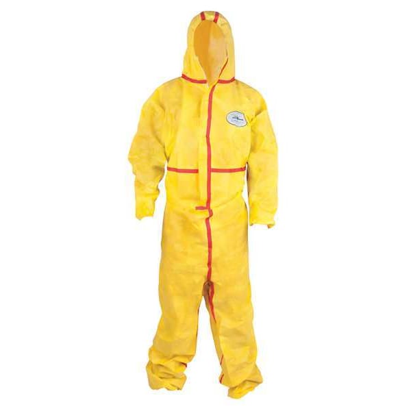Hooded Chemical Resistant Coveralls, Yellow, Zipper