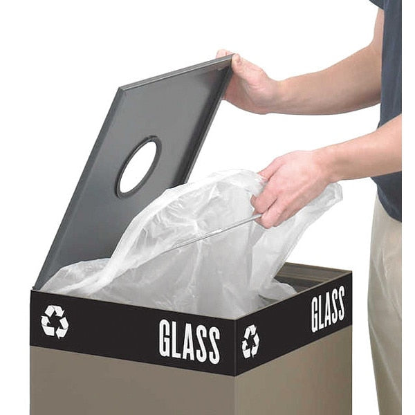 31 gal Square Trash Can, Brown, 15-1/4