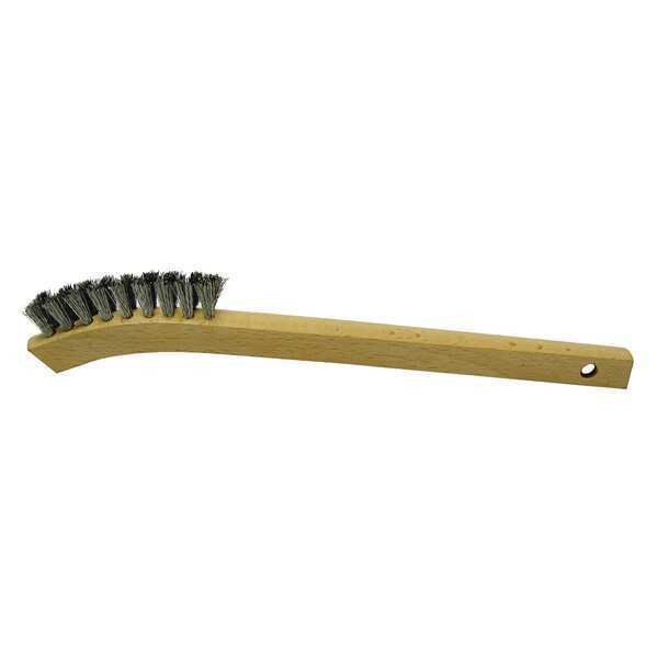 Small Hand Wire Scratch Brush Crimped Aluminum Wood Block 2x9 Rows