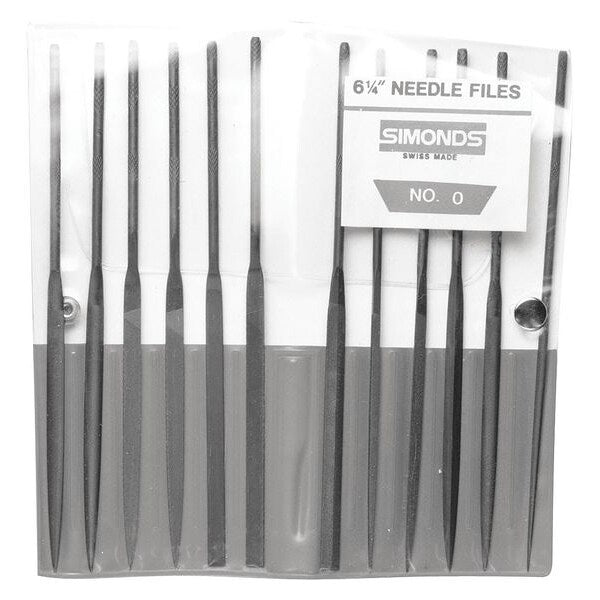 Needle File Set, 6-1/4in.L, 2 Cut Type