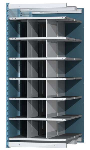 Steel Add-On Pigeonhole Bin Unit, 48 in D x 87 in H x 36 in W, 7 Shelves, Blue/Gray