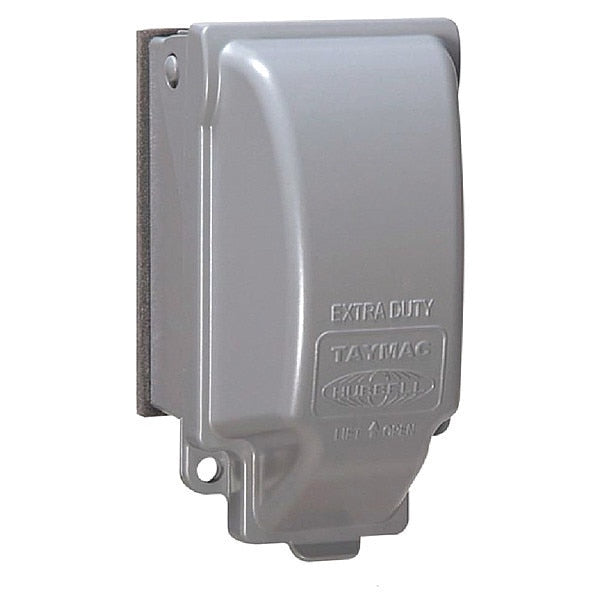 While In Use Weatherproof Cover, Vertical, 1 Gang, 6-1/8 in H, 3-3/8 in W, GFCI, DieCast Metal, Gray