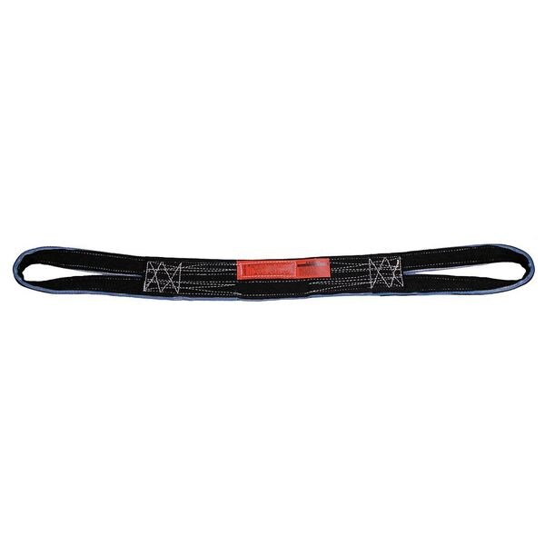 Web Sling, Reverse Eye - Type 6, 8 ft L, 2 in W, Tuff-Edge Polyester, Black
