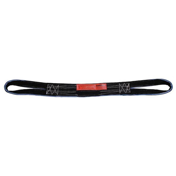 Web Sling, Reverse Eye - Type 6, 6 ft L, 2 in W, Tuff-Edge Polyester, Black