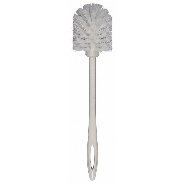 Toilet Brush, 11 1/2 in L Handle, 3 in L Brush, White, Plastic, 14 1/2 in L Overall