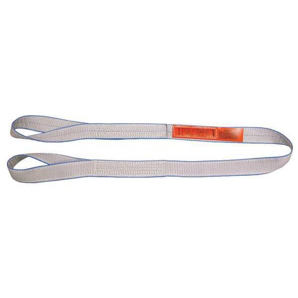 Web Sling, Twisted Eye and Eye, 3 ft L, 2 in W, Tuff-Edge Polyester, Silver
