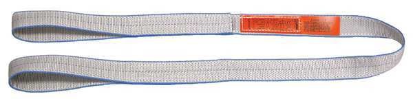 Web Sling, Flat Eye and Eye, 7 ft L, 4 in W, Tuff-Edge Polyester, Silver