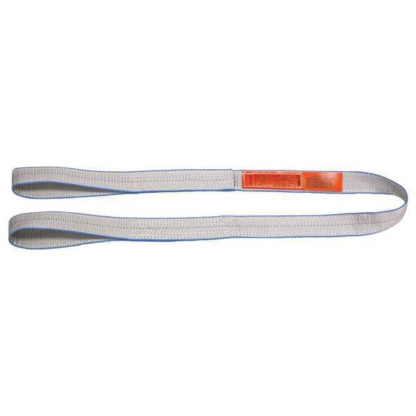 Web Sling, Flat Eye and Eye, 16 ft L, 4 in W, Tuff-Edge Polyester, Silver