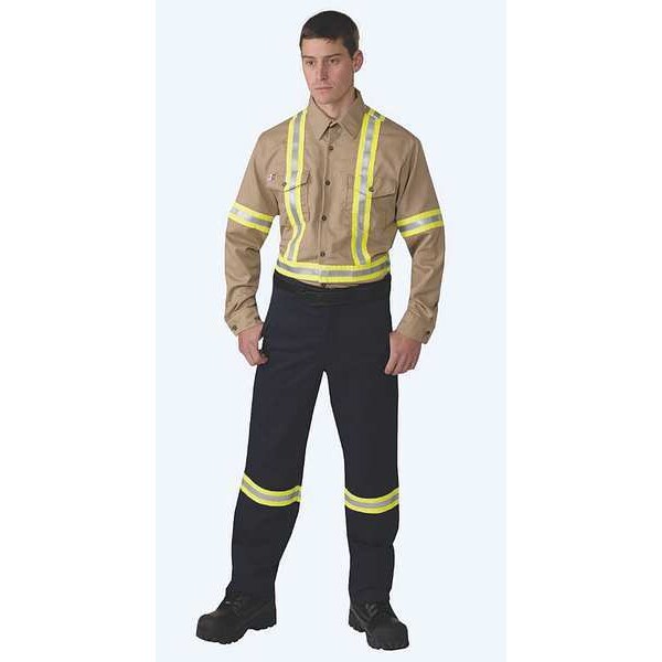 FR Collared Shirt, 37-1/4in., Hi-Vis Gray