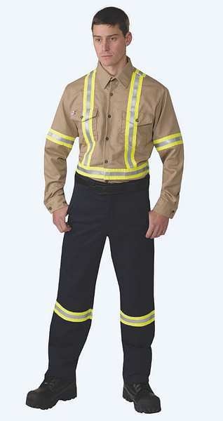 FR Collared Shirt, L, 36in., Hi-Vis Gray