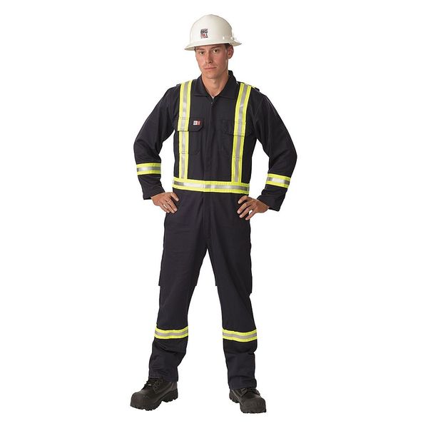 FR Coverall, Khaki, L, 32in., Hemmed, Zipper