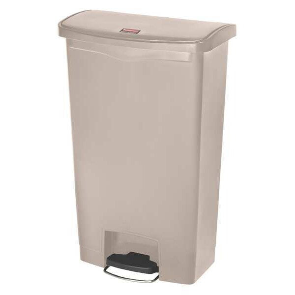 18 gal Rectangular Trash Can, Beige, 19 1/2 in Dia, Step-On, Plastic