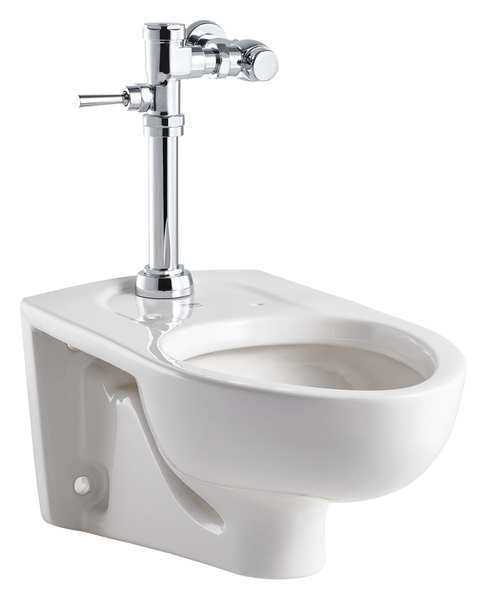 Flush Valve Toilet, 1.28 gpf, Flushometer, Wall Mount, Elongated, White